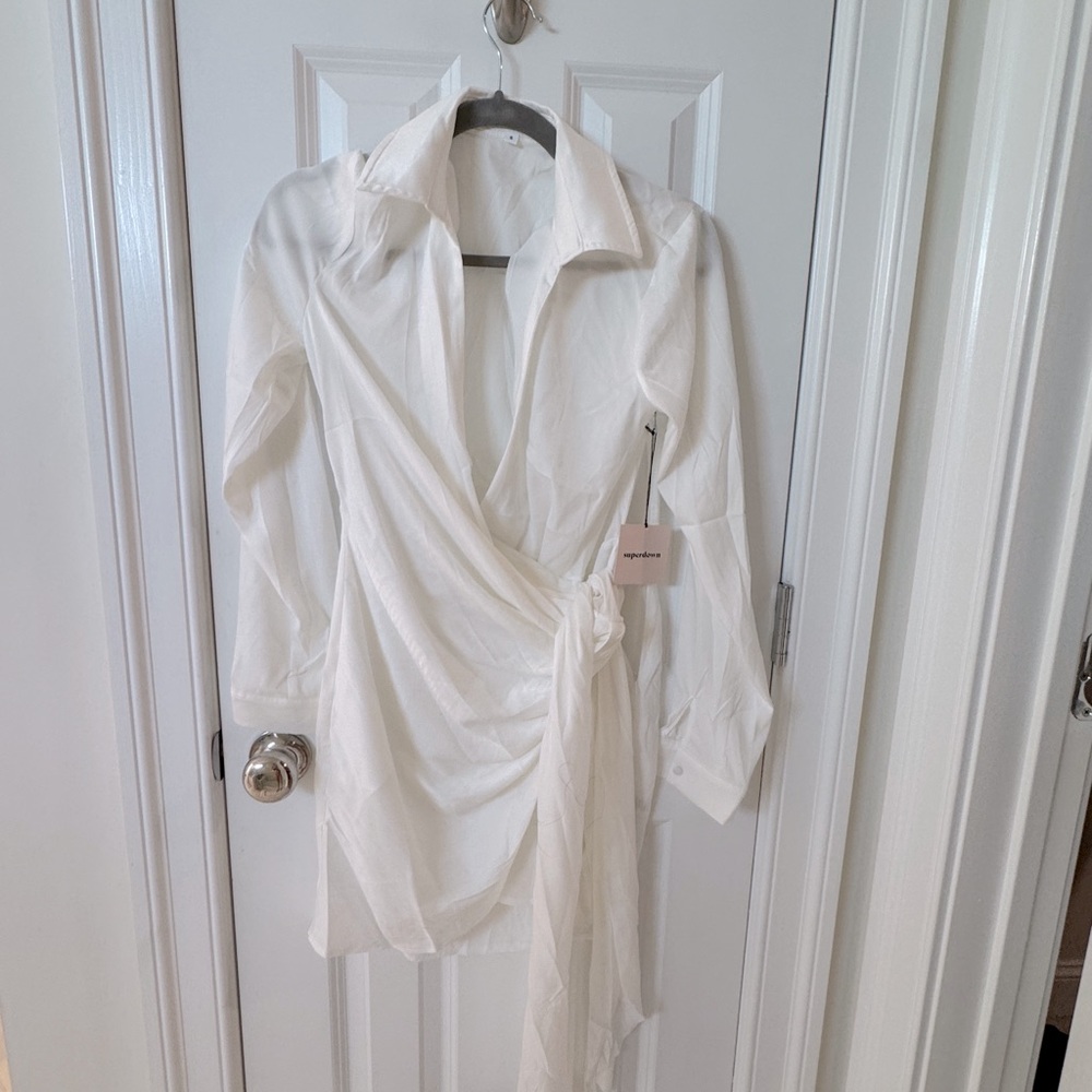 Superdown white wrap dress, NWT